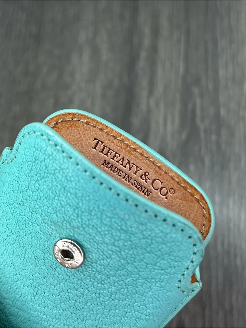 Tiffany & Co. Signature Blue Leather Phone Sleeve with Pull-Tab